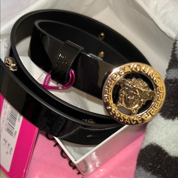 Versace Other - Versace kids Belt with Gold Medusa Buckle